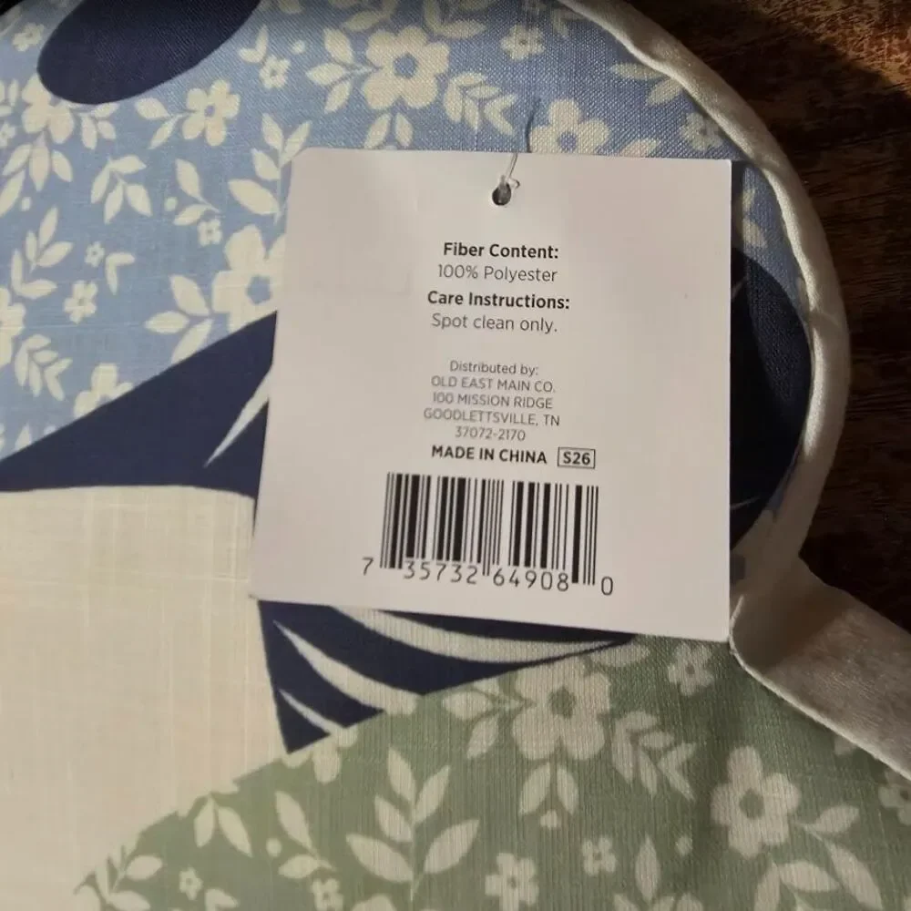 Comfort Bay Toss Pillow Blue & Green  Floral Mushrooms 14 